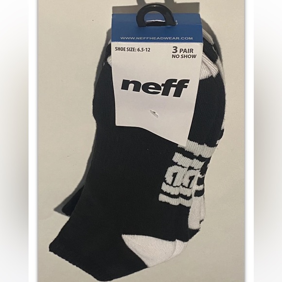 Neff No Show Socks 3 Pair Men’s 6.5-12 Black White w Logo Skate BMX Ride NEW! - Picture 11 of 11